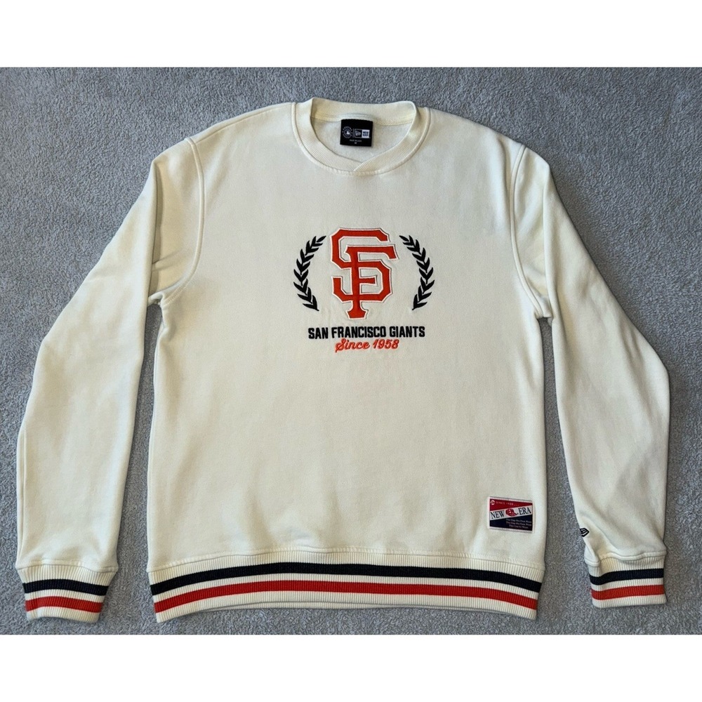 NWOT New Era San Francisco Giants Laurel Crewneck Sweatshirt Cream Mens Medium